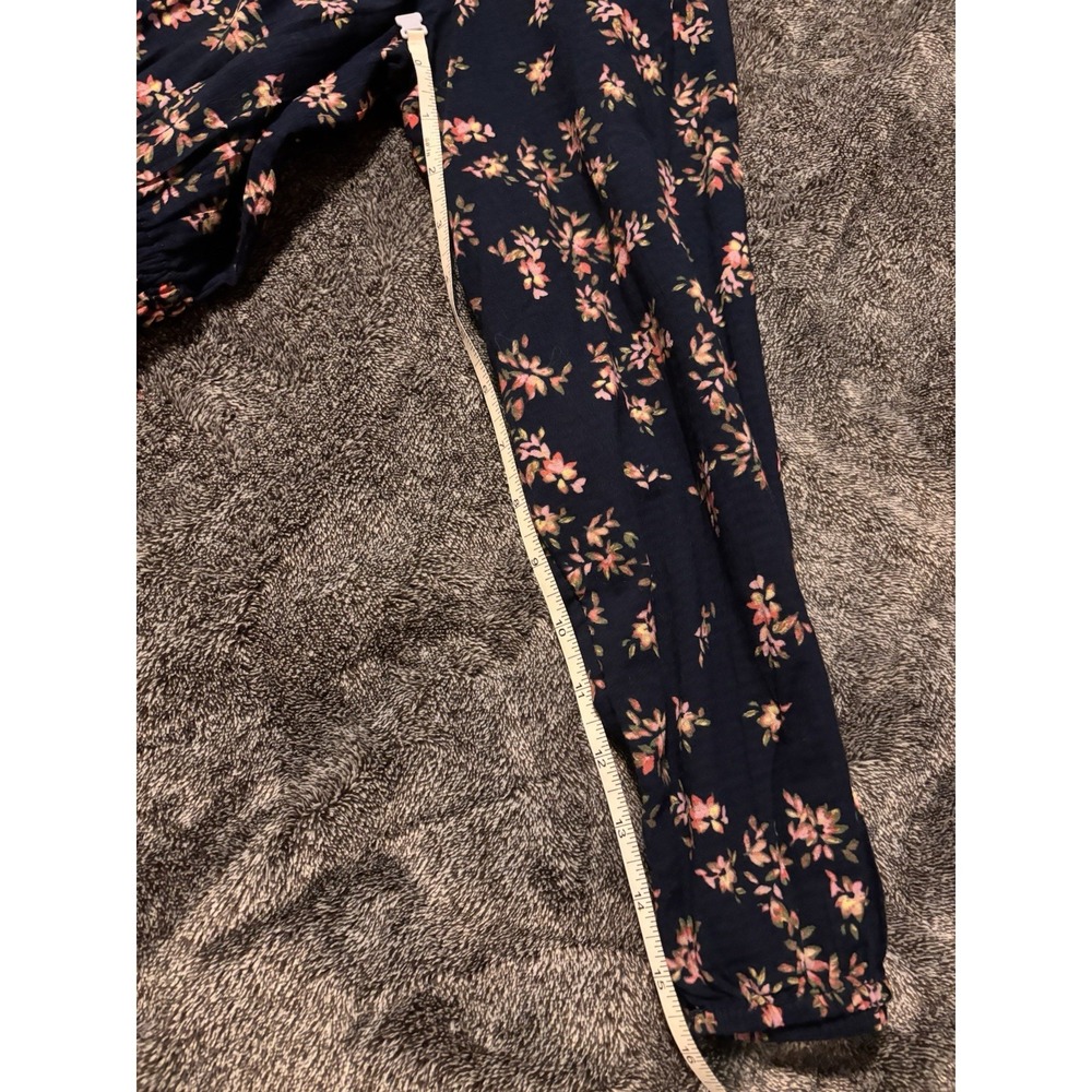 Time And Tru Navy Blue Peplum Floral Shirt Size 12-14 - Picture 11 of 13